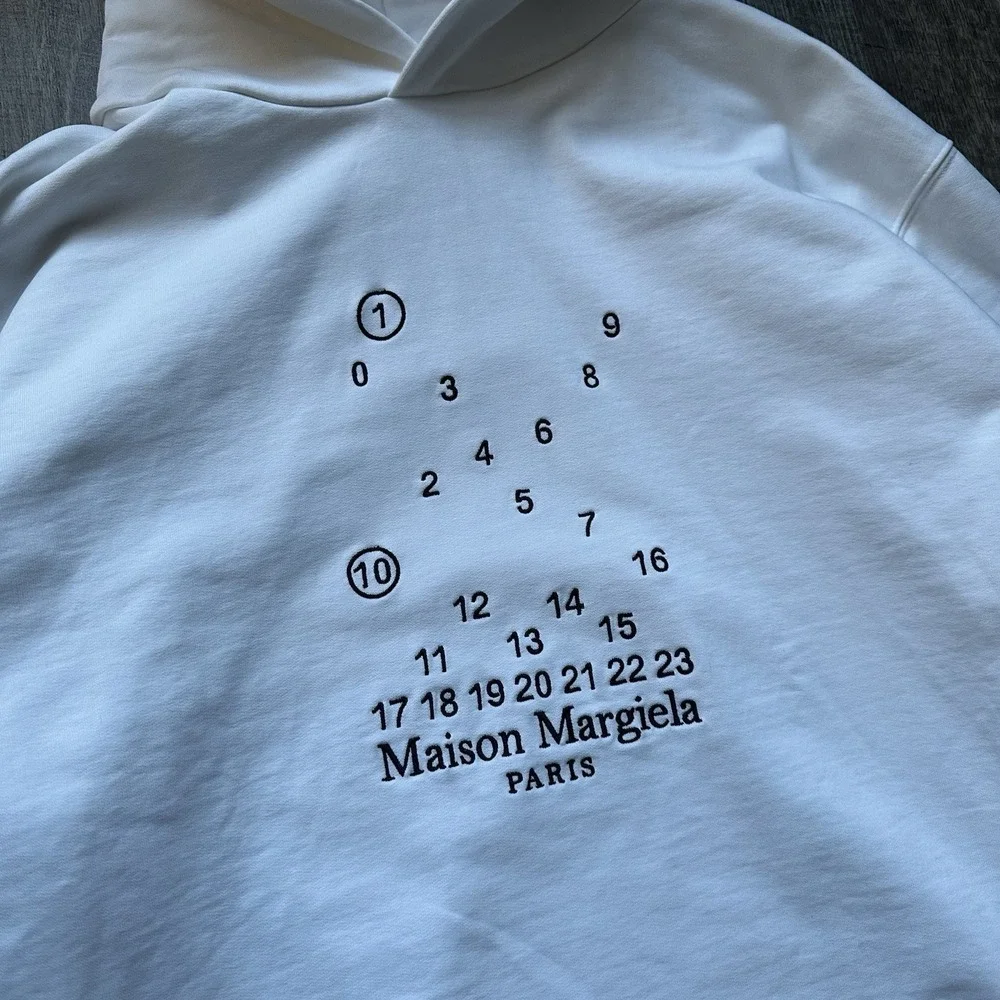 Maison Margiela Numbers Oversized embroidered hoodie White S fits size L / XL